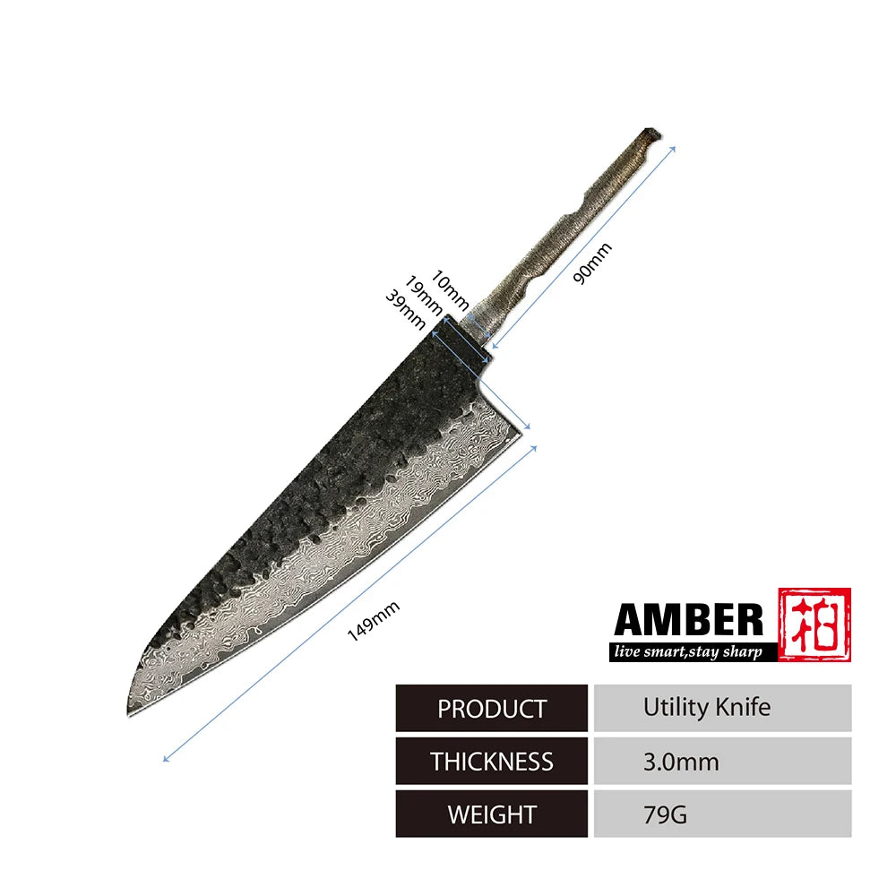 Amber 67 Layers VG10 Damascus Steel Knife Blade