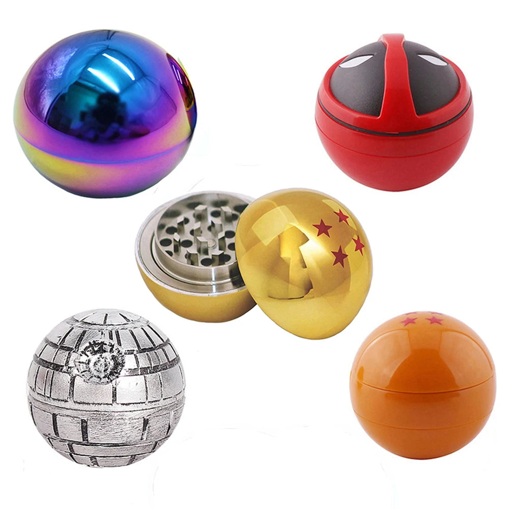 2" Ball Grinder Metal Cartoon Smoke 3 Layers Miller Tobacco Herb Grinder Round Zinc Alloy Mill Spice Crusher Accessory