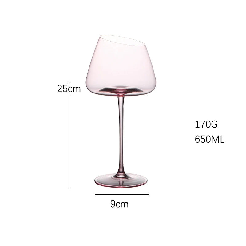 French Pink Flamingo Red Wine Glasses Set Crystal Glass Goblet Creative Inclined Mouth Concave Bottom Champagne Wine Cup Blue
