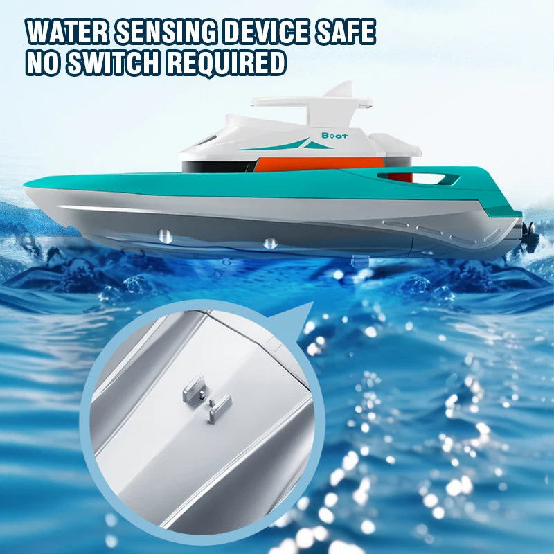 2.4G Electric Racing Boat Waterproof Model Ship Mini LED Light High Speed Remote Control Child Outdoor Toys for Boys Kids Gifts