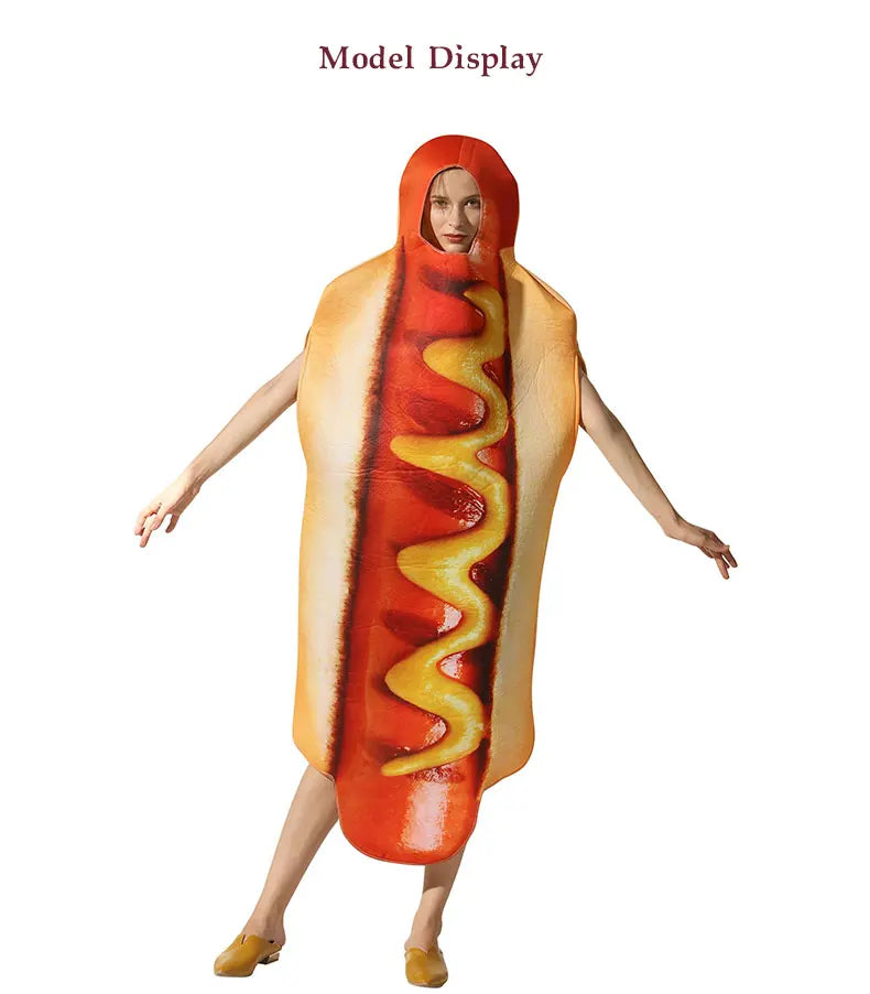 Halloween party costumes, hot dogs cosplay costumes stage performance costumes jumpsuits performance costumes