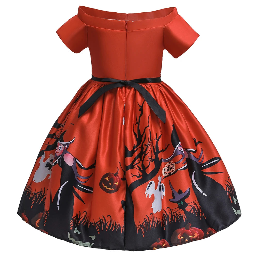 Halloween Bat Gothic Cosplay Girl Costumes Christmas Carnival Kids Pumpkin Birthday Costume for Children Princess Party Dresses