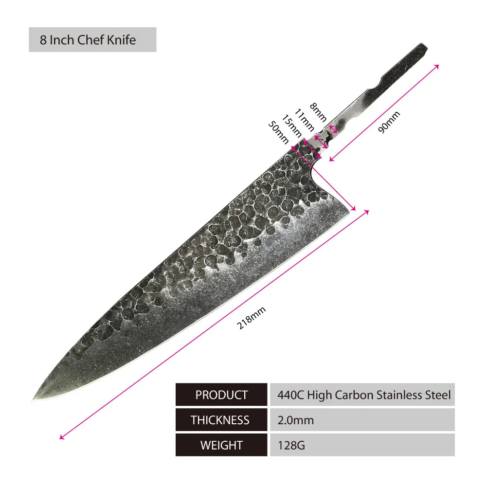 Amber 440C high carbon steel hammer black forge blade blank handle DIY knife blade