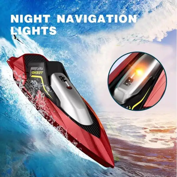 4DRC S5 RC Boat for Pools and Lakes, 2.4 GHz 20+ MPH Racing Boats, Rechargeable Battery,Low Battery Alarm,Gifts