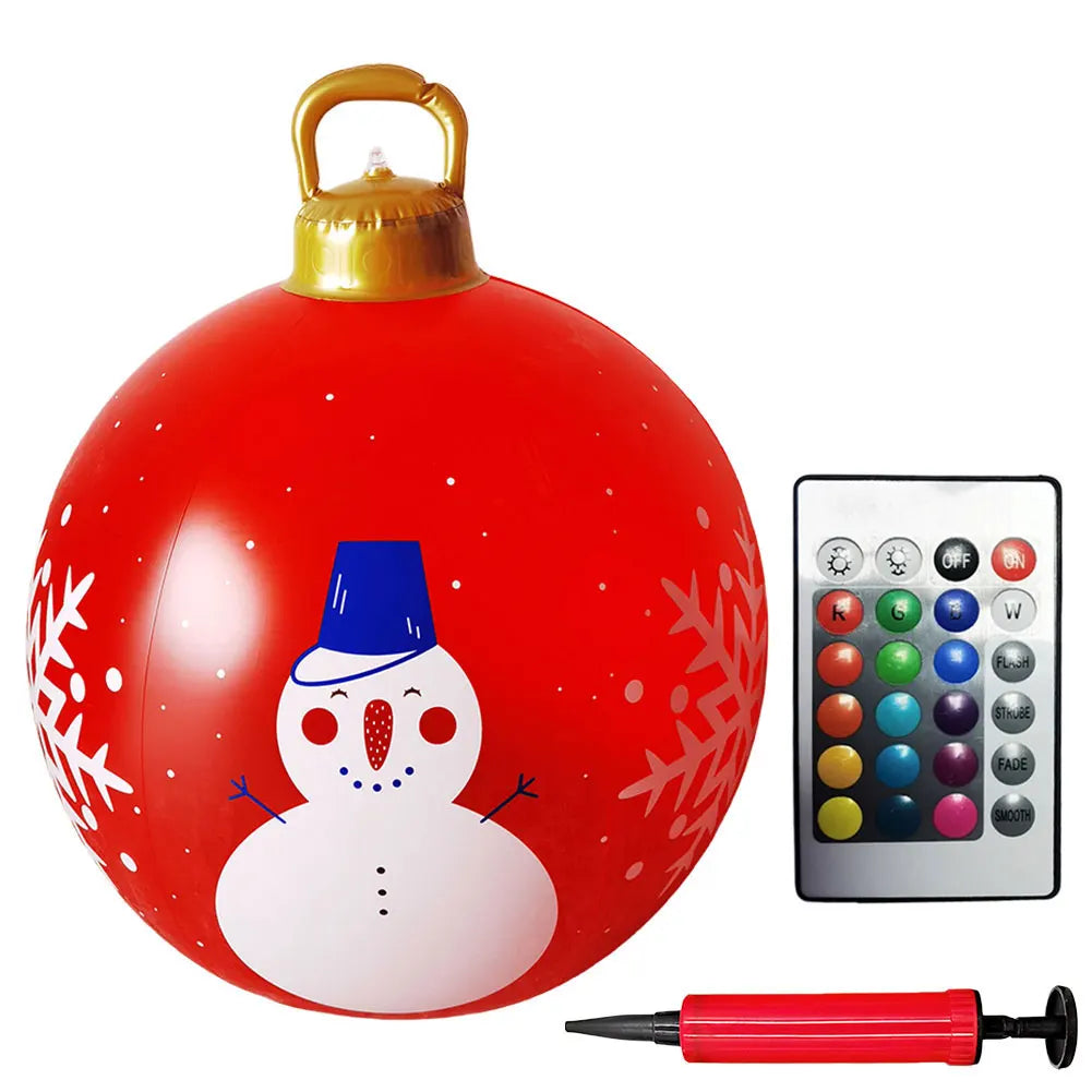 1PC Christmas Tree Decorations Balls Giant Inflatable Christmas Balls Outdoor Christmas Decorations PVC 60CM Snowman Balls