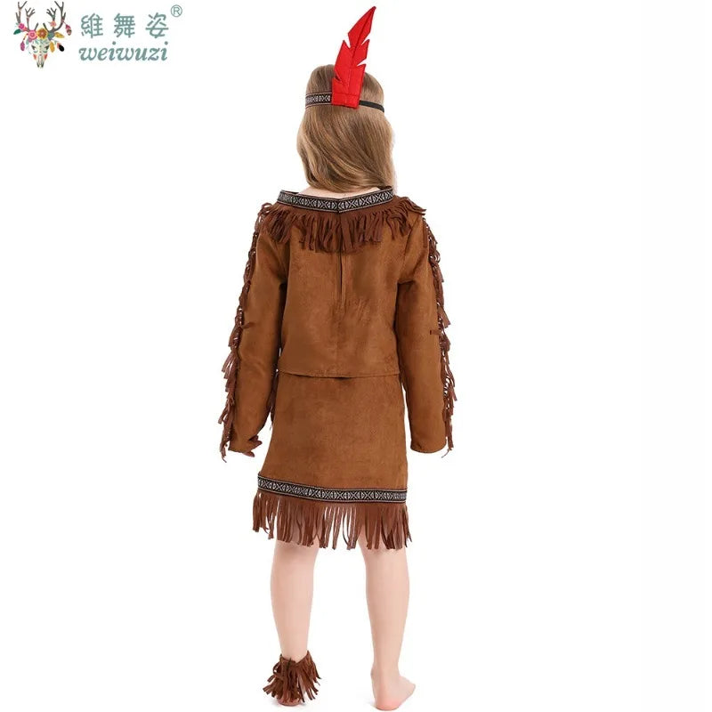 Halloween Children's Day Savages Indigenous Peoples Hunter Indian Chiefs Primitive Savages Role-playing Girls Indigenous Costume