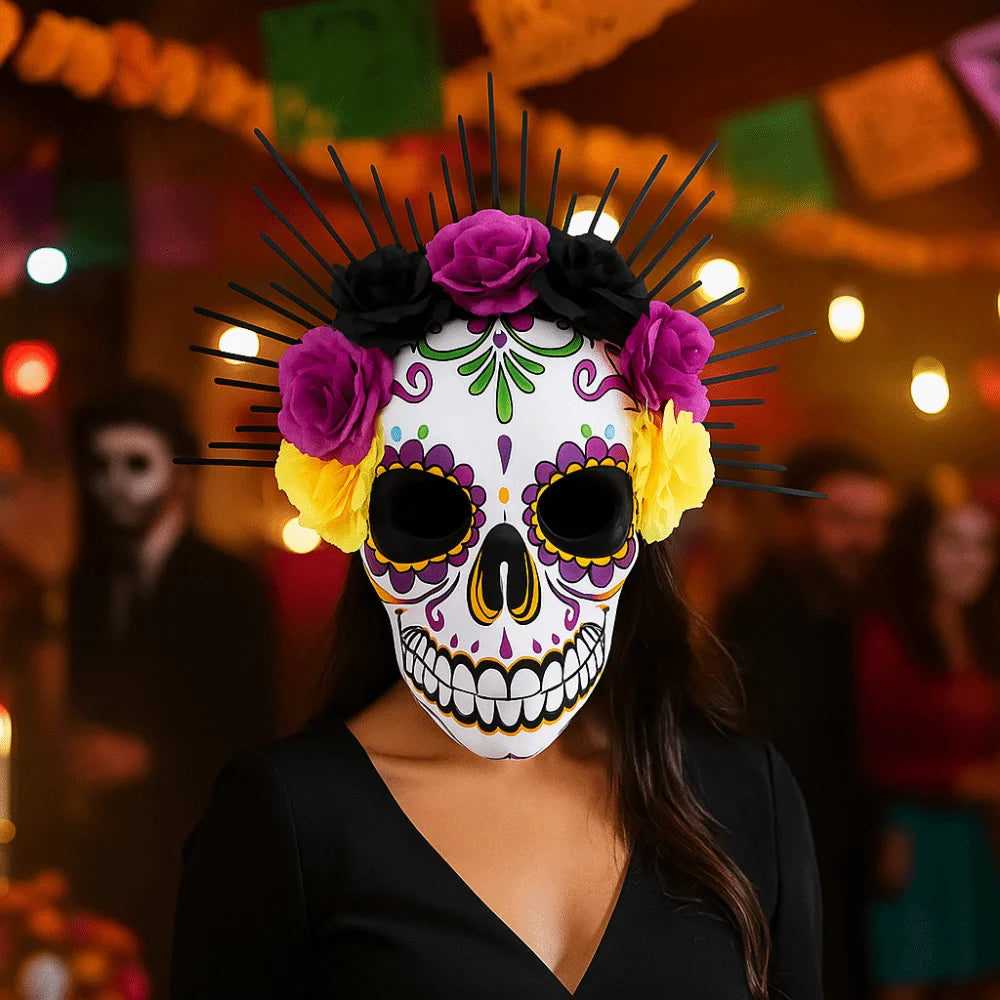 Halloween Mexican Day of The Dead Mask Full Mask Eye Mask Halloween Party Mask Headwear Three-dimensional Skull Mask Carnival