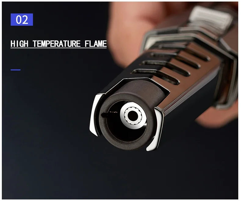 Kitchen BBQ Cigar Big Jet Flame Fire Butane Torch Outdoor Powerful Flame Camping Gun Lighter Mans Tools Without Gas No Box