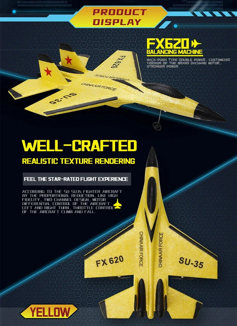 FX620   RC Foam Aircraft SU-35 Plane 2.4G   Remote Control Fighter- Plane Glider Airplane Foam Boys Toys for Children
