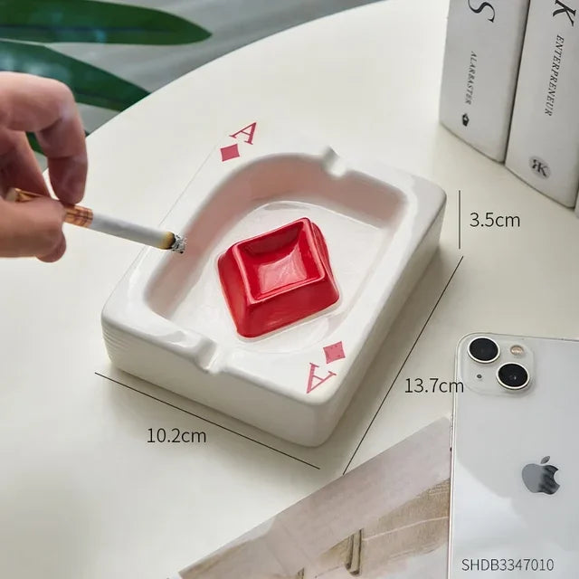 Creative Playing Card Ashtray Home Decor Modern Style Living Room Table Ornaments Simple Smoking Accessories Decorative Ash Tray