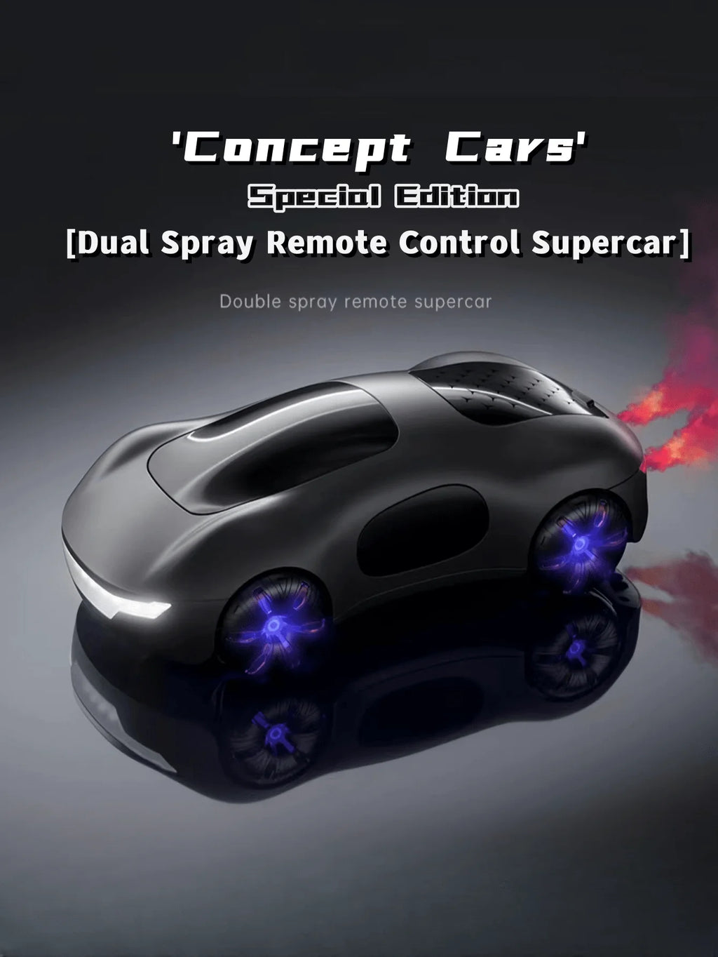 NEW cool sports car dual spray with sound and cool lights four-wheel drive science fiction concept car children's remote control