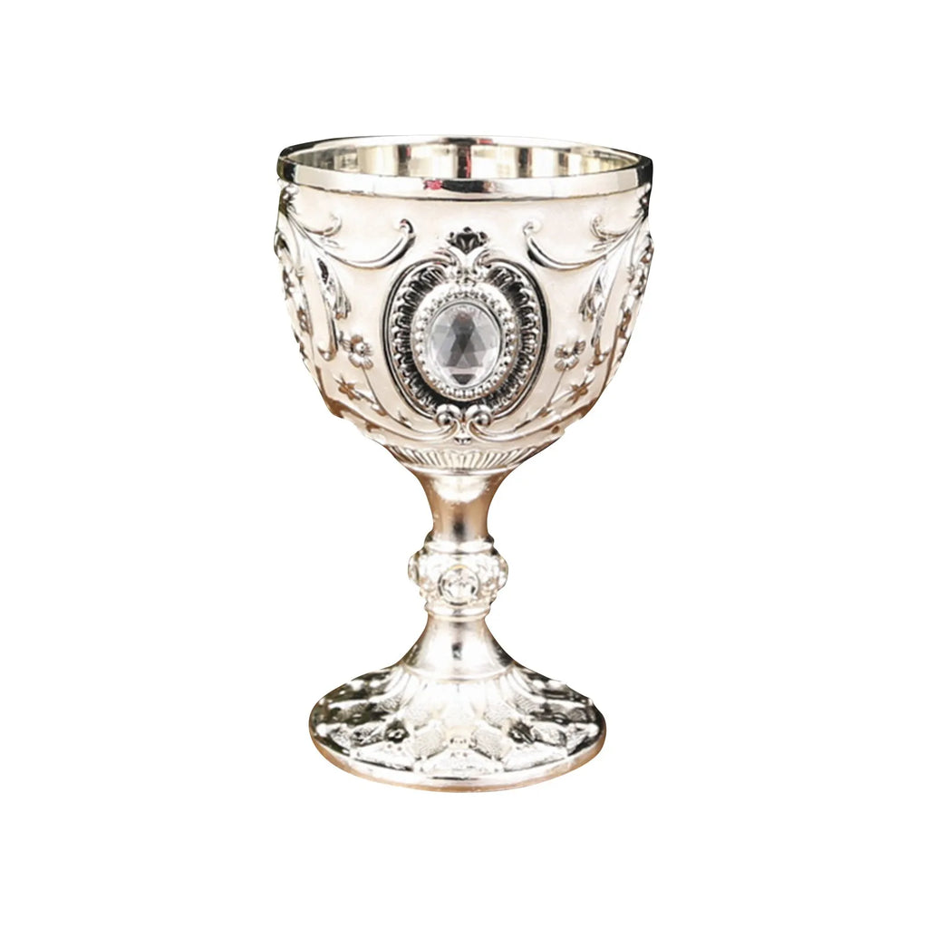 Delicate Drink Cup Retro Metal Diamond-encrusted Wine Glass European Style  Whiskey Glass Anti-break Chalice Gift