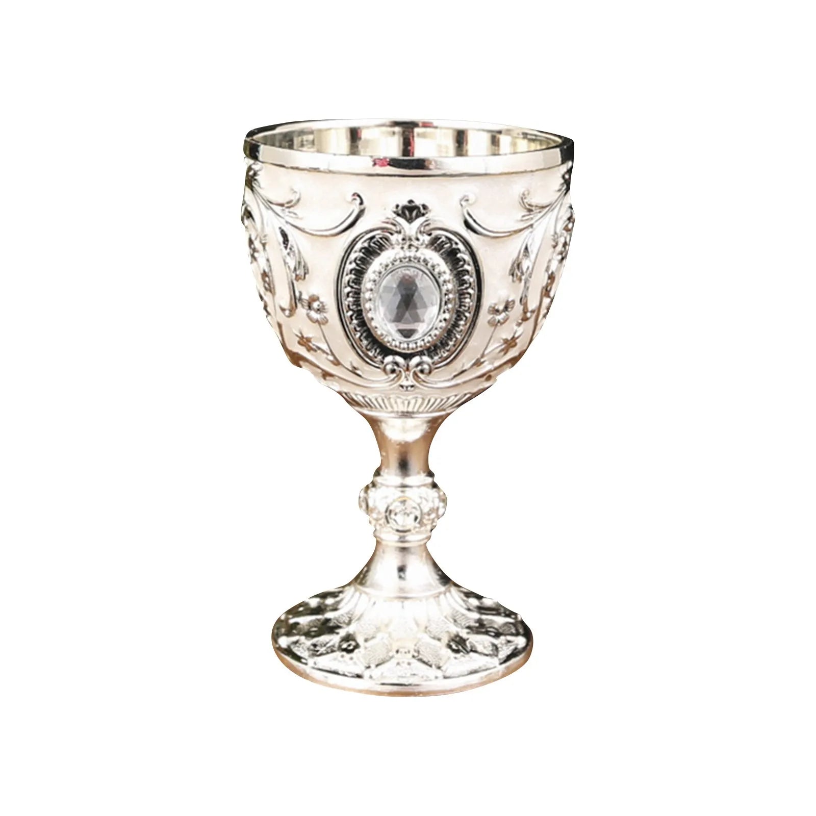 Delicate Drink Cup Retro Metal Diamond-encrusted Wine Glass European Style  Whiskey Glass Anti-break Chalice Gift