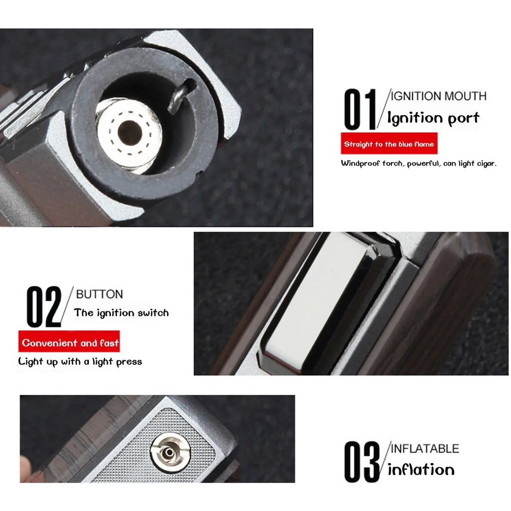 Kitchen BBQ Cigar Big Jet Flame Fire Butane Torch Outdoor Powerful Flame Camping Gun Lighter Mans Tools Without Gas No Box
