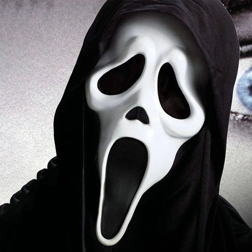 Halloween horror Mask Horror Death Scream DIY White Shriek Mask Grimace Holiday Dress Up Prank Holiday Halloween Decor Gift