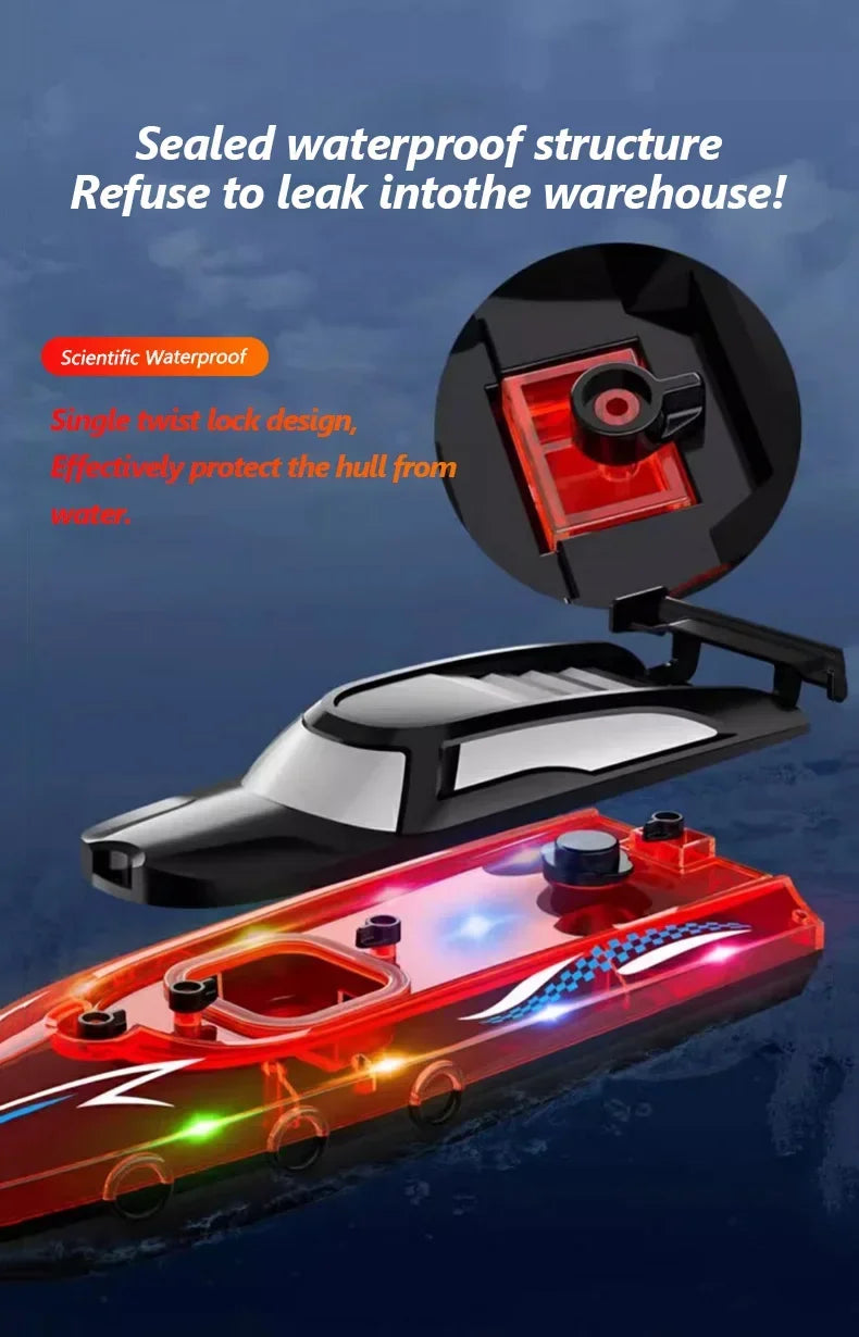 RC Boat with LED Light, 2.4GHz Full Proportional Remote Control Boat for Pool & Lake – 30 Min Run Time,Kids Toys & Birthday Gift
