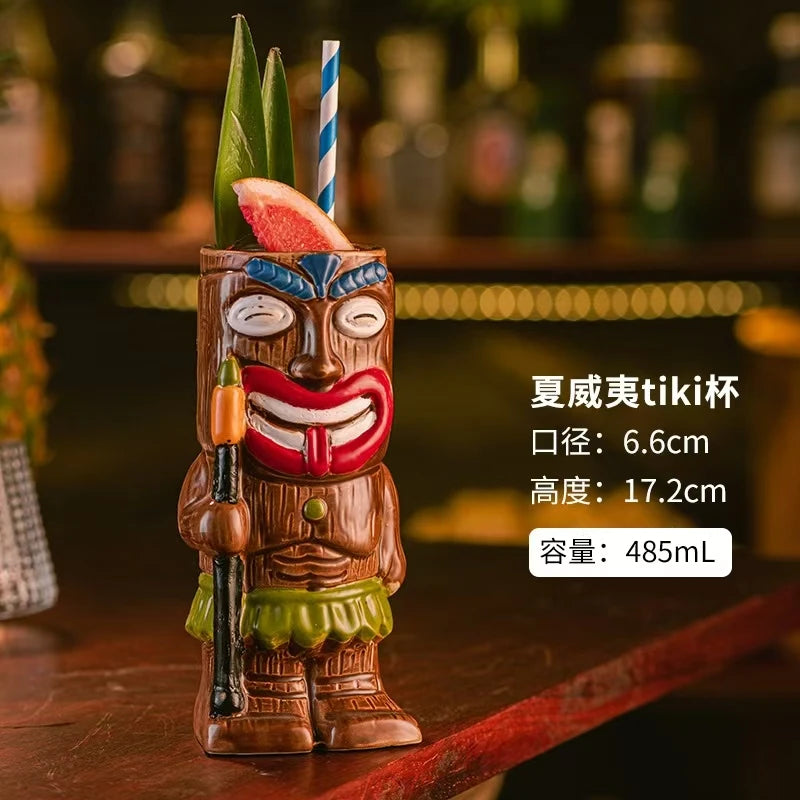 Hawaiian Cocktail Glass Cup,Ceramic Tiki Mug,Samiff Bar Glass,Personality Drinking