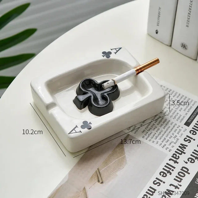 Creative Playing Card Ashtray Home Decor Modern Style Living Room Table Ornaments Simple Smoking Accessories Decorative Ash Tray