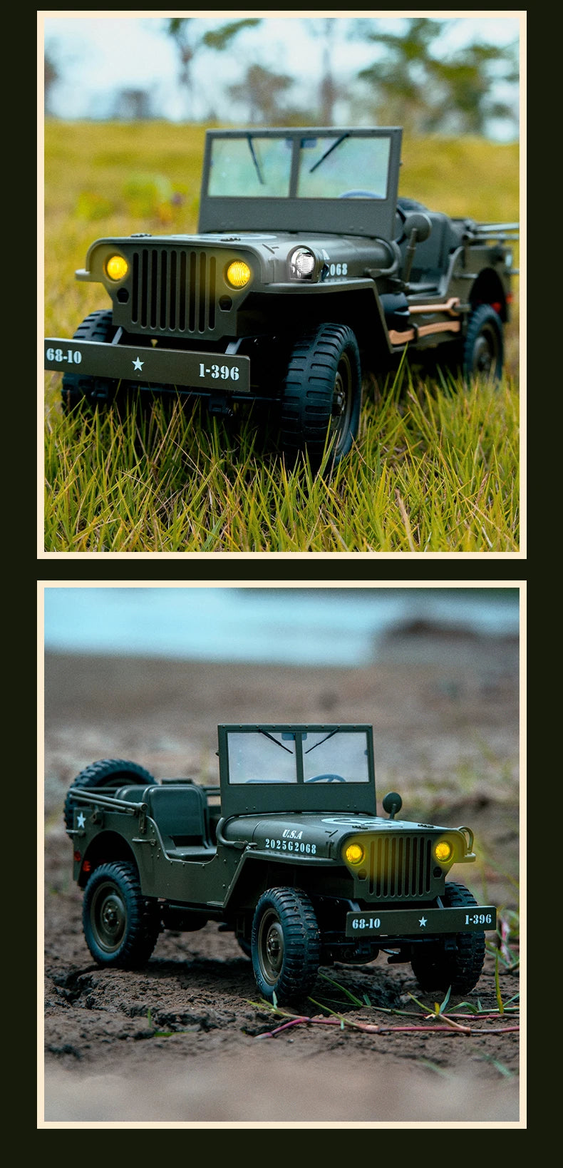 C8815 1/10 WILLYS 2.4G Rc Car 1941 4WD RTR Crawler Climbing Scale Military Truck Offroad Vehicle Adult Toys Gift For Kids