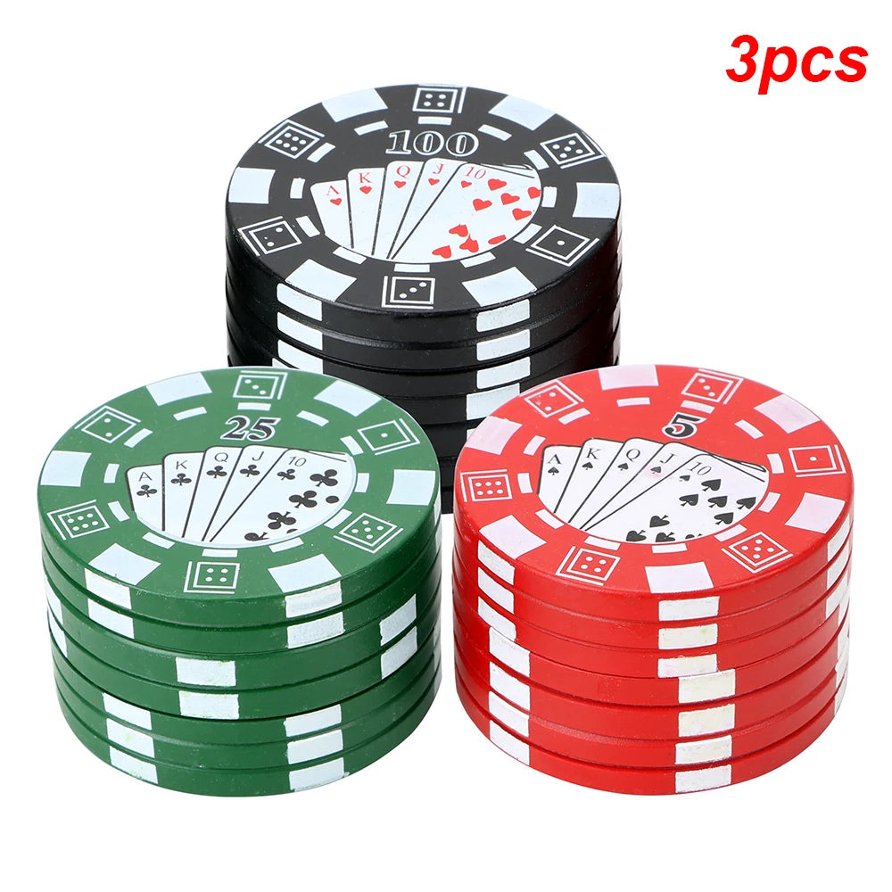 Herb Cutter Grinder Cigarette Maker Gadget Smoking Pipe Accessories Poker Chip Style Crusher 3-layer Spice Cutter