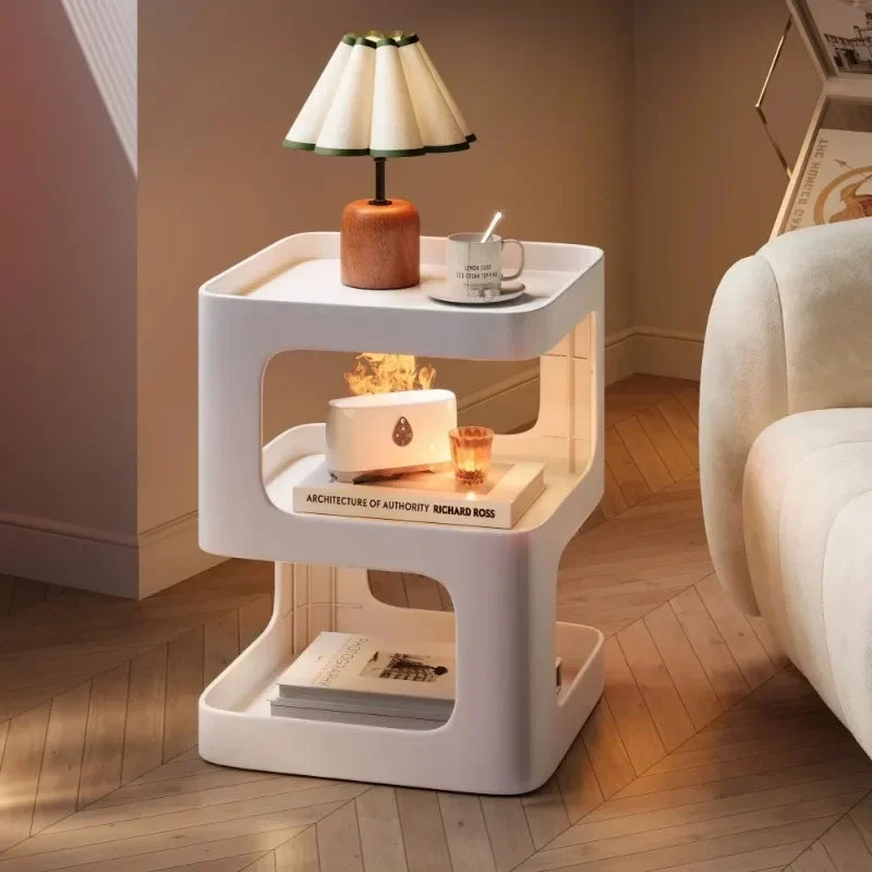 Simple Modern Bedside Side Table Space-Saving Multi-Functional Home Storage Rack Light Luxury Wrought Iron Stable Coffee Table