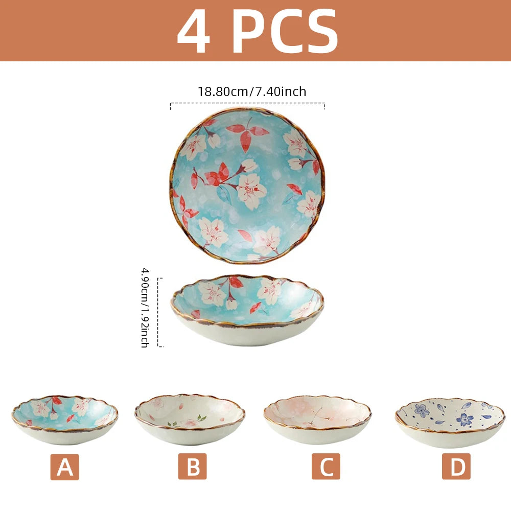 Ceramic Plates, Japanese Ddishes, Home Tableware, Creative Round Dishes, Dinner Plates, High-quality Deep Plates