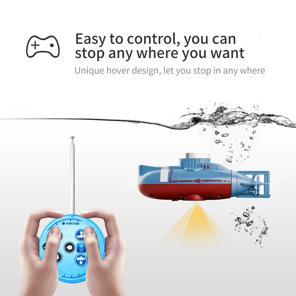Mini RC Submarine 0.1m/s Speed Remote Control Boat Waterproof Diving Toy Simulation Model for Kids Christmas Gift  New Year Gift