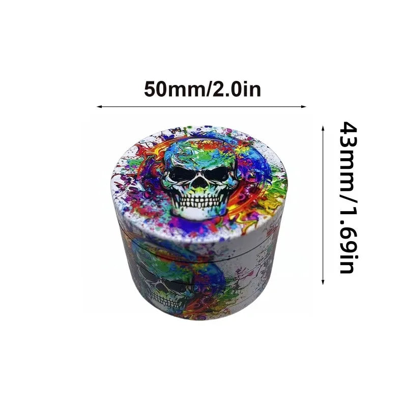 50mm Metal Skull Herb Grinder 4-layer Spice Pepper Crusher Mill Tobacco Grass Grinder Cigarette Kitchen Tool Smoking Accessories