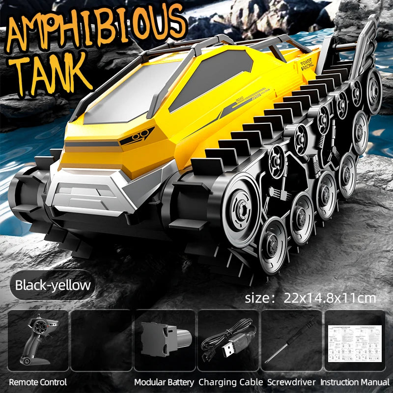 JJRC Q183 RC Car 2.4G Amphibious All Terrain Tracked Tank Remote Control Truck Climbing Off-Road Vehicle Waterproof Toy Kid Gift