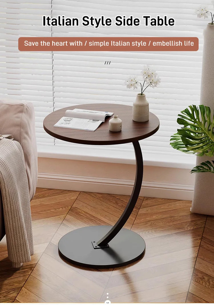 Small apartment light luxury bedside small coffee table round movable small table mini coffee table