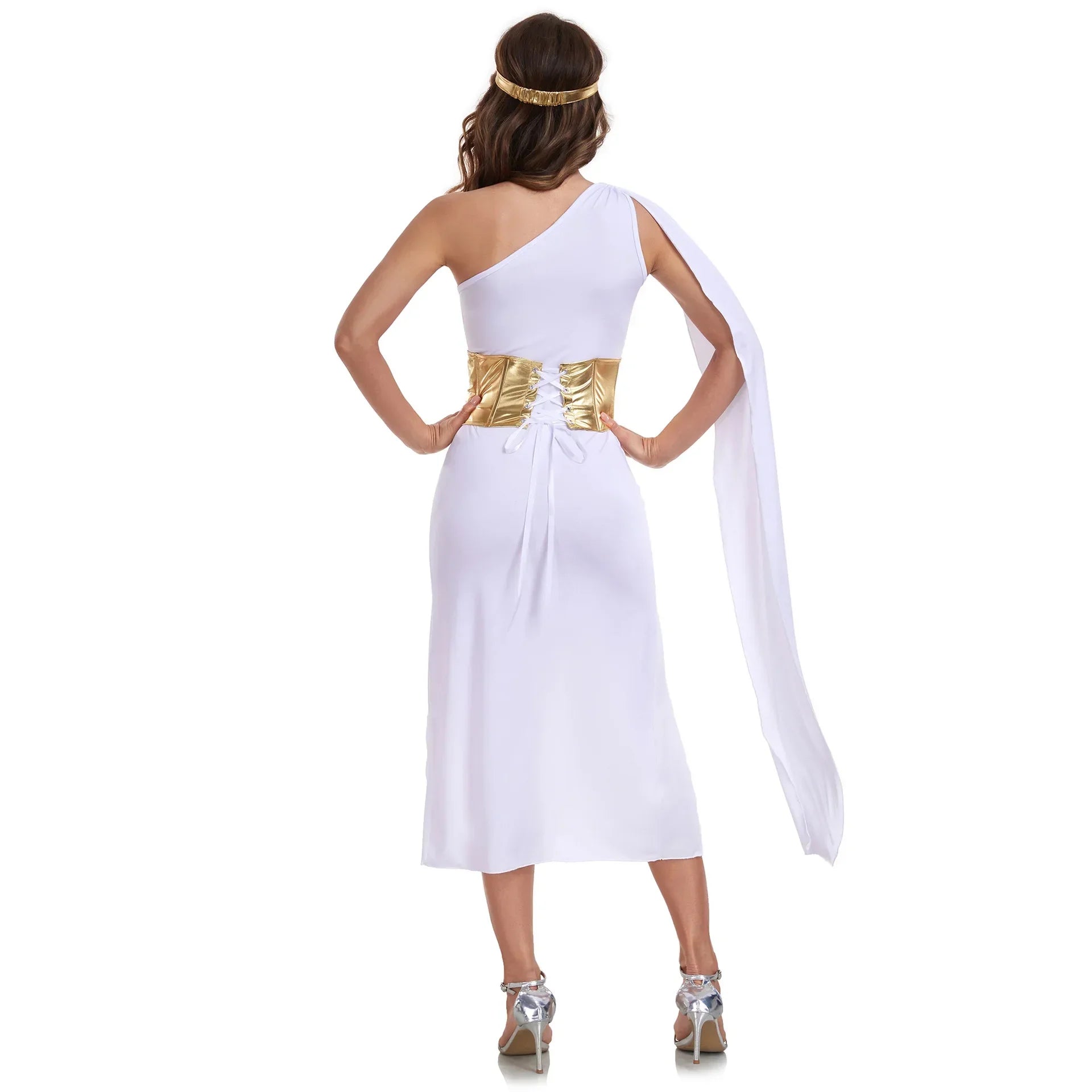 Halloween Women Adult Carnival Festival Ancient Greek Myth Cosplay Costume Princess  Performese Stage Dress Up White Dress