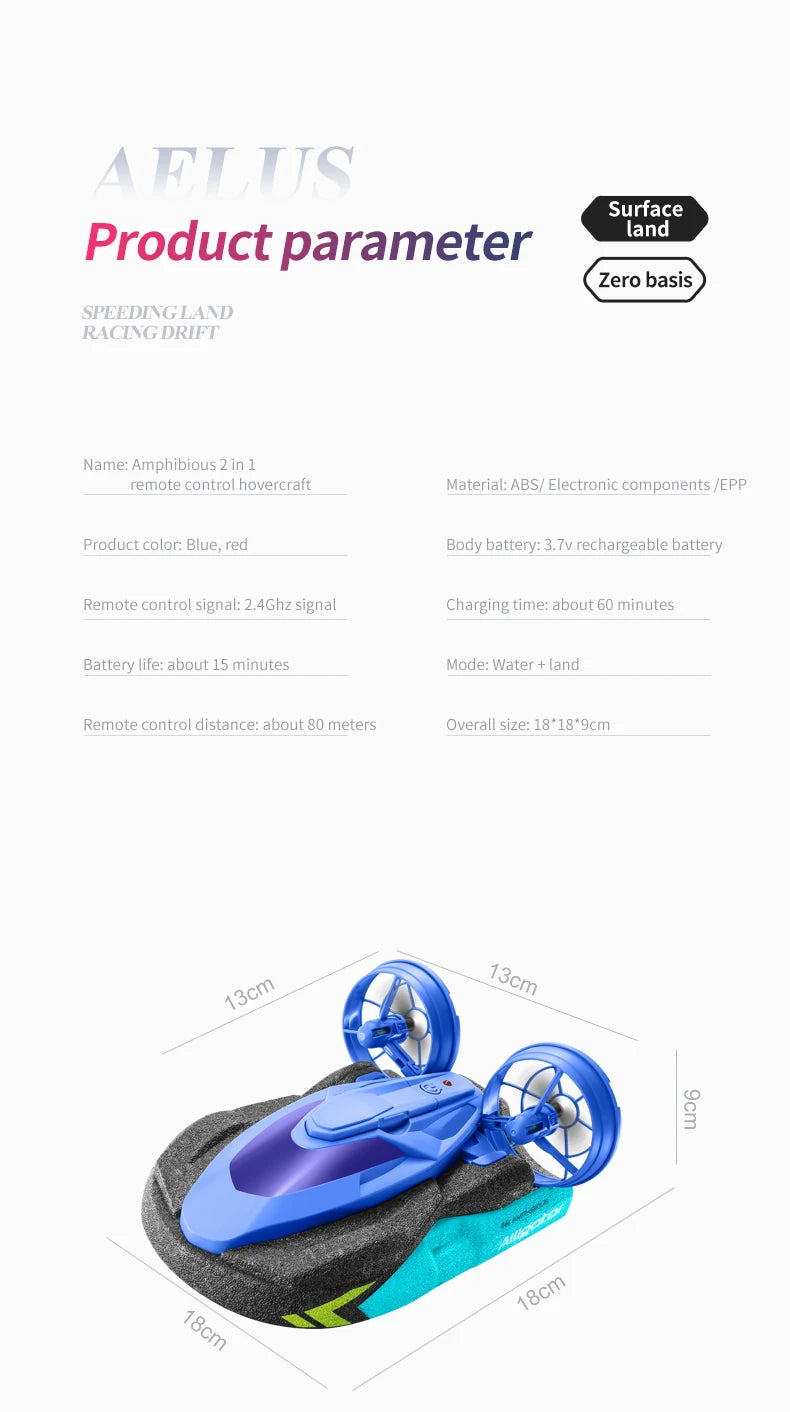 New S10 Water and Land 2 IN 1 Remote Control Drift Car Hovercraft Deformation Multifunctional RC Hovercraft Boat Car Kid RC Toy