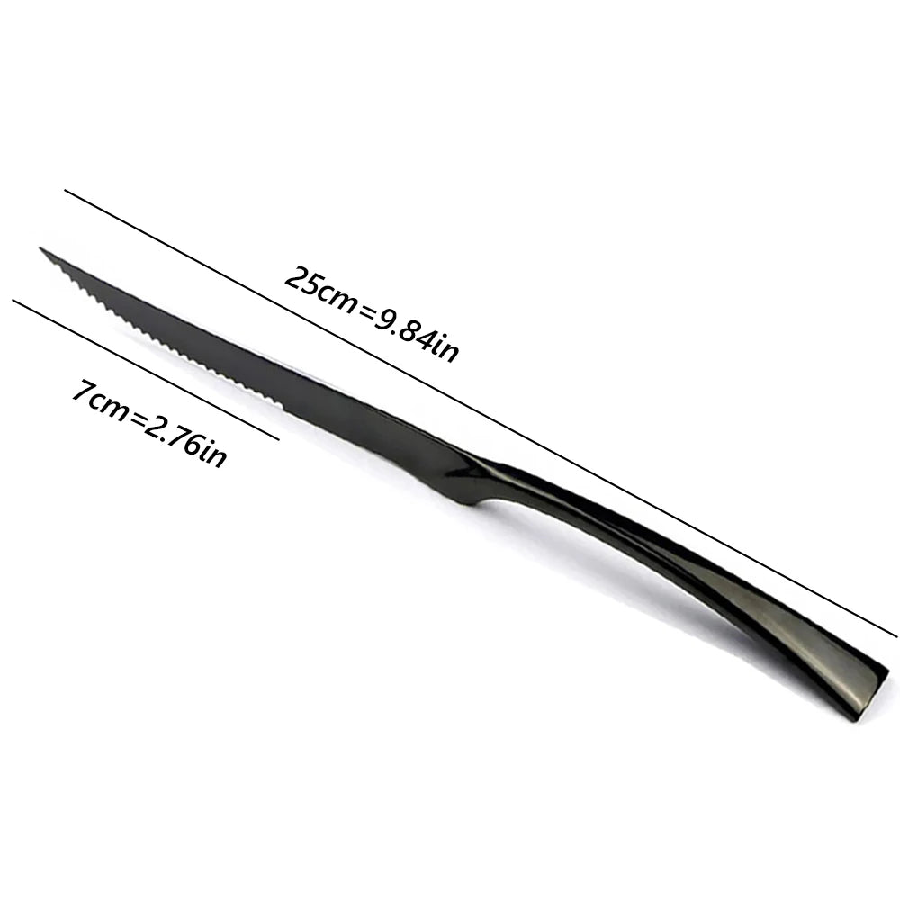 4Pcs Dinner Mirror Knife Set Stainless Steel Cutlery Gold Silverware Kitchen Flatware Western Dinnerware Restaurant Steak Knives