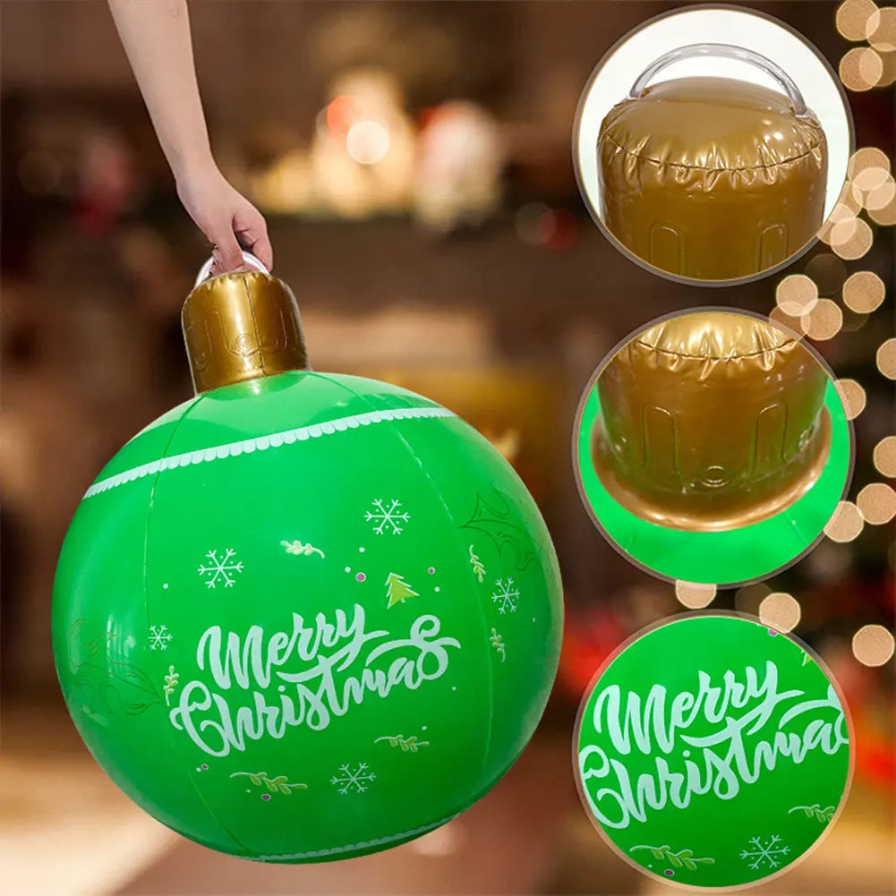 1PC Christmas Tree Decorations Balls Giant Inflatable Christmas Balls Outdoor Christmas Decorations PVC 60CM Snowman Balls