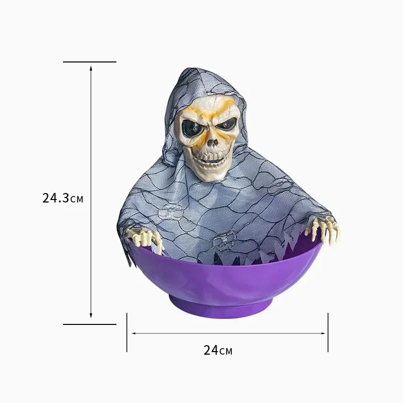 Halloween Electric Ghost Prop Animated Motion Sensor Light Up Sound Head Stretch Swing Party Decoration Haunted House Decor