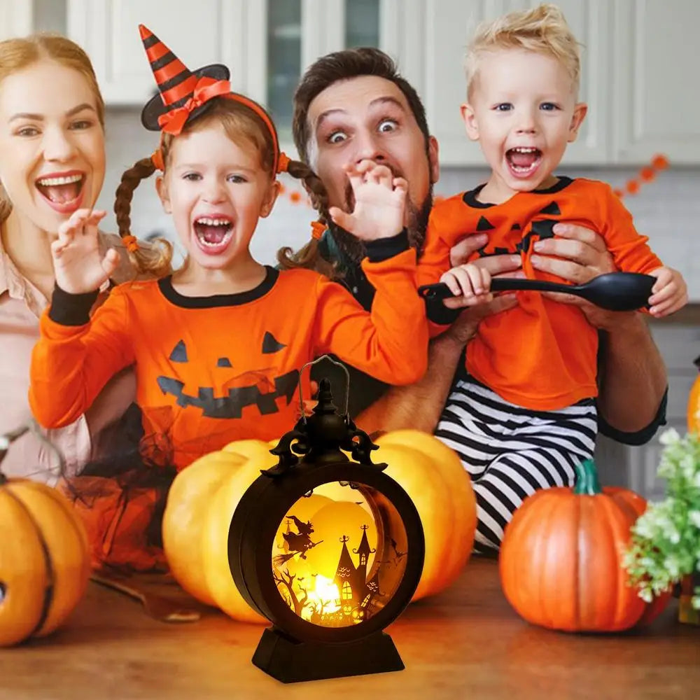 Halloween Lantern Halloween Decor Retro Decor Battery Lantern Flameless LED Candle Lantern Halloween Vintage Lantern ﻿