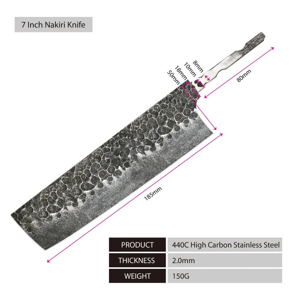 Amber 440C high carbon steel hammer black forge blade blank handle DIY knife blade