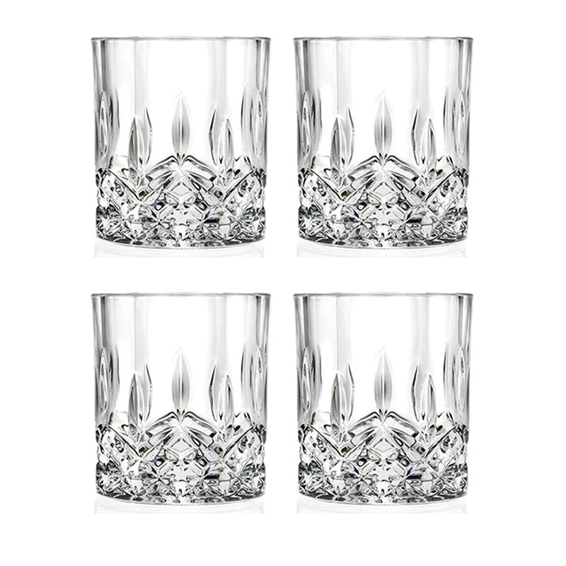 6pcs/4pcs/2pcs/1pcs Whiskey Cup Crystal Glass 230ml Wine Cup Transparent Drinkware for Bar/Home Spirit Cups Embossed Water Cup