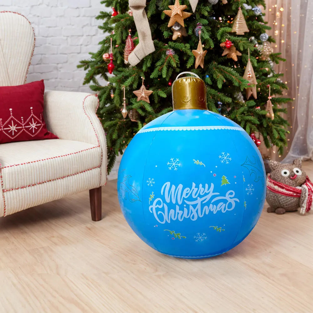 1PC Christmas Tree Decorations Balls Giant Inflatable Christmas Balls Outdoor Christmas Decorations PVC 60CM Snowman Balls