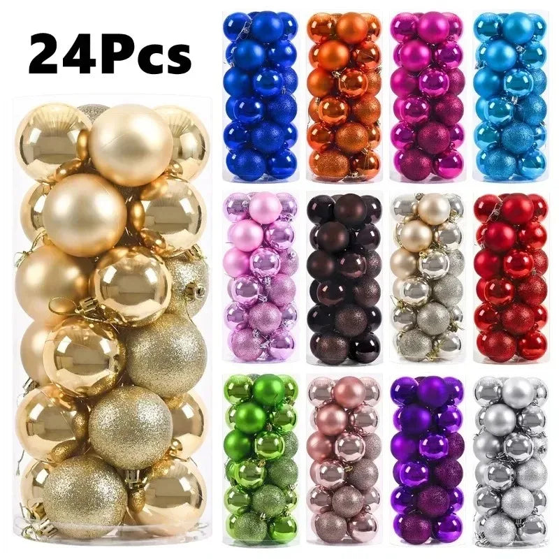 24Pcs 3/4/6CM Christmas Balls Hanging Christmas Tree Pendant Ornaments for Party Decor New Year Navidad Gifts 2026 Accessories