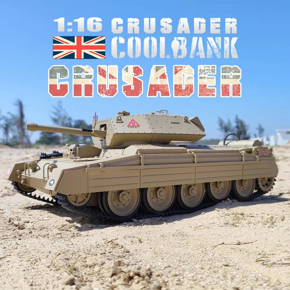 Coolbank 1/16 UK Crusader Mk.III Model tank Combat Vehicle Light with Smoke Turret Rotation 360° remote control Car Toys for Boy