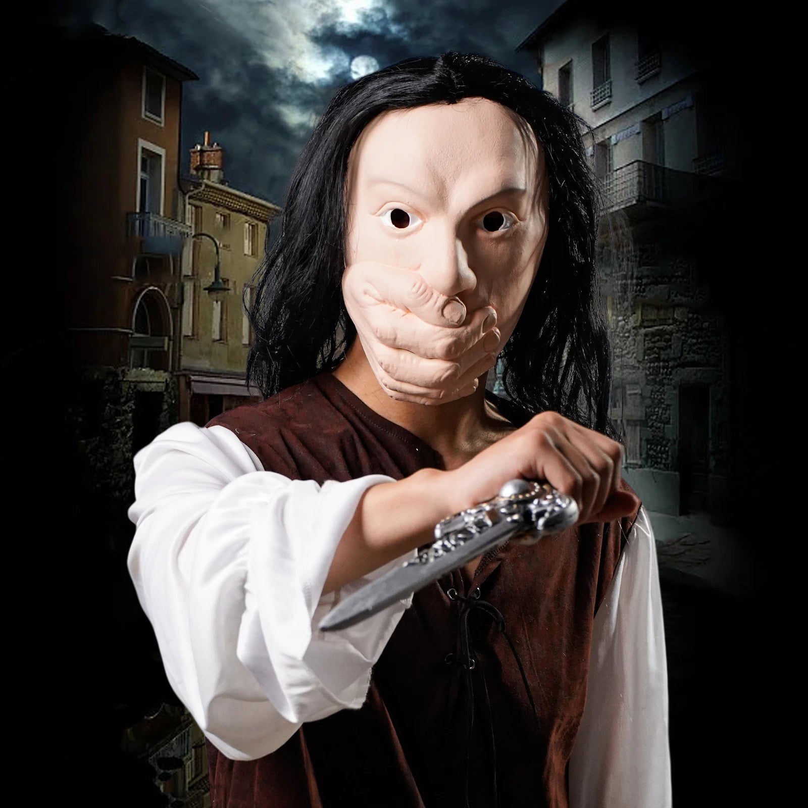 Horror masks, role-playing, and pranks - with detailed hair and facial features - makeup activities, Halloween costumes