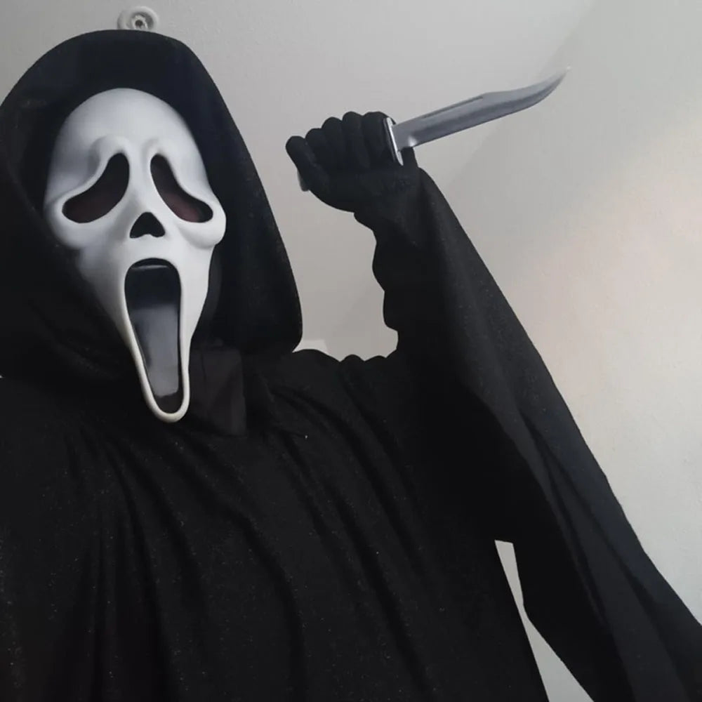 Halloween horror Mask Horror Death Scream DIY White Shriek Mask Grimace Holiday Dress Up Prank Holiday Halloween Decor Gift