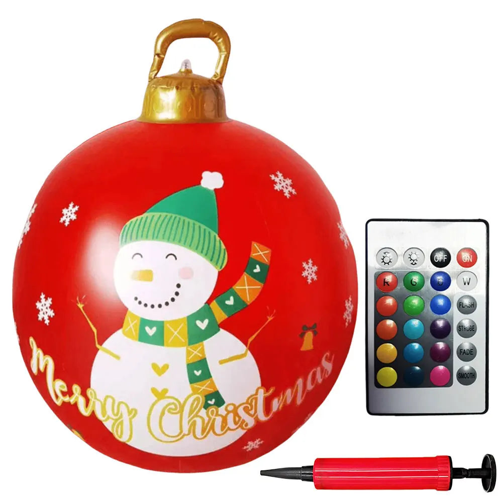 1PC Christmas Tree Decorations Balls Giant Inflatable Christmas Balls Outdoor Christmas Decorations PVC 60CM Snowman Balls
