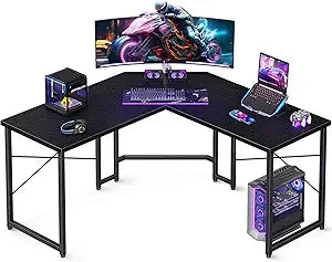 L Shaped Gaming Desk, Corner Desk Gaming Table for Home Office, Computer Desk Sturdy Writing Workstation for Small Space, Easy