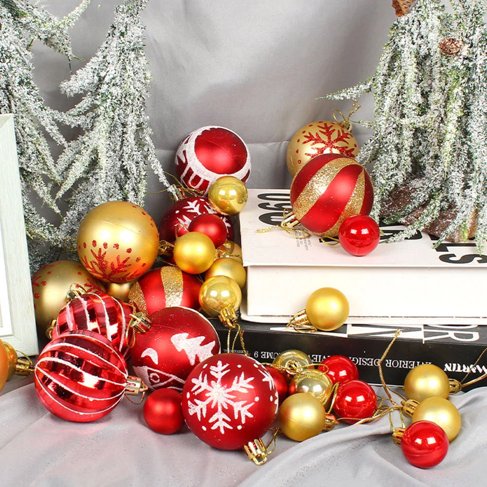 44pcs Color Balls Festive Party Supplies Hang Pendant Ball Creative Color Painted Atmosphere Decor for Indoor New Year Xmas Tree