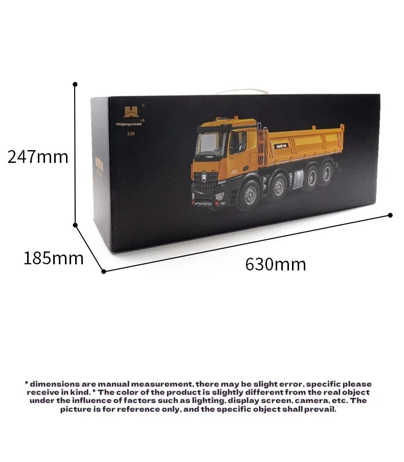 Huina 1536 1/14 Semi Alloy Transport Eight Wheeled Dump Truck With Sound And Light Remote Control Engineering Vehicle Toy Gift
