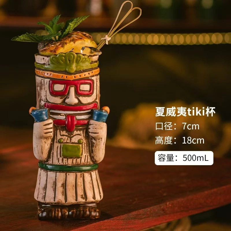 Hawaiian Cocktail Glass Cup,Ceramic Tiki Mug,Samiff Bar Glass,Personality Drinking