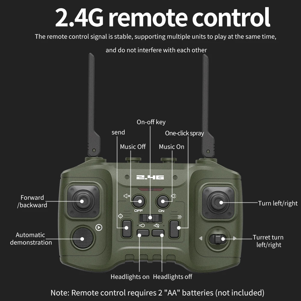 2.4G Tracked Simulation Remote Control Tank Water Bomb Spray Remote Control Vehicle War Armored Vehicle Model Children Toy Gift