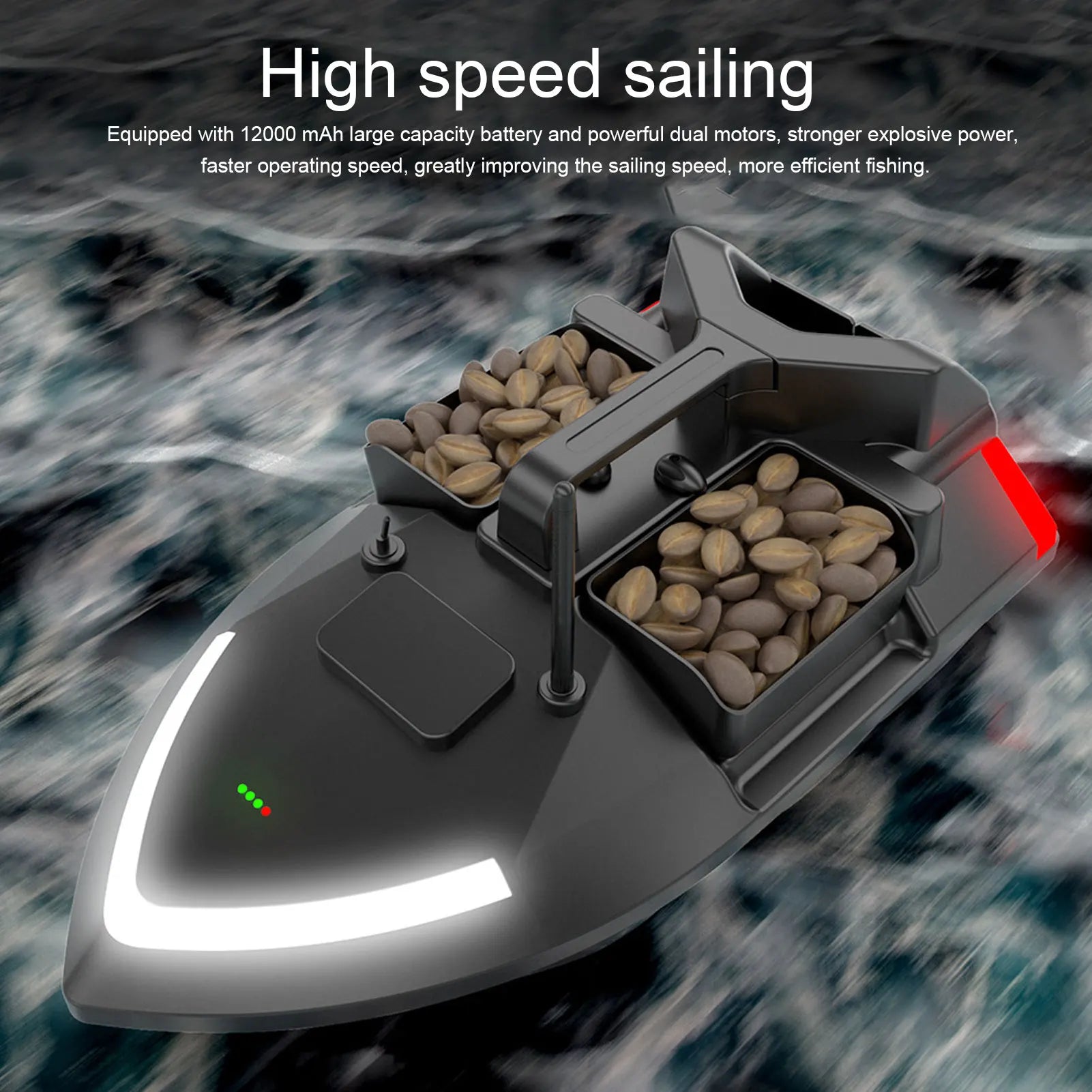 RC Fishing Finder Boat Global Position System Remote Control Fishing Bait Boat 2Kg Load Automatic Course Correction for River